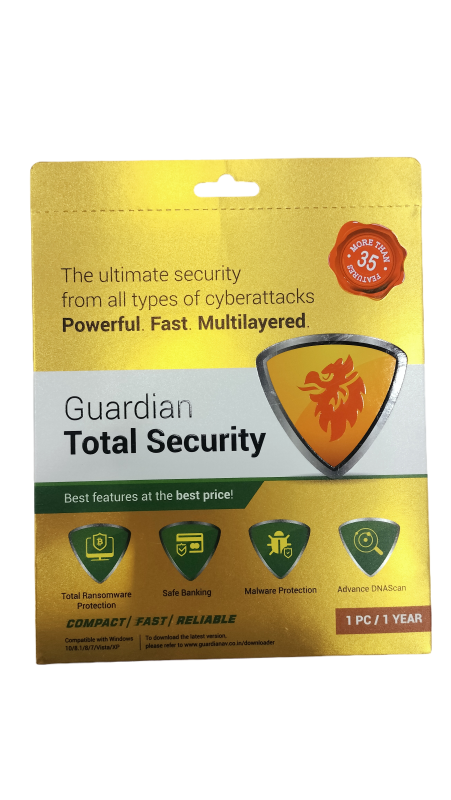 Guardian Total Security Antivirus 1 User for 1 Year (Digital Product key instant delivery)
