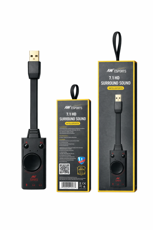 ANT Esports 7.1 HD Surround Sound USB Audio Adapter | External Sound Card with Volume Control & Mic Support